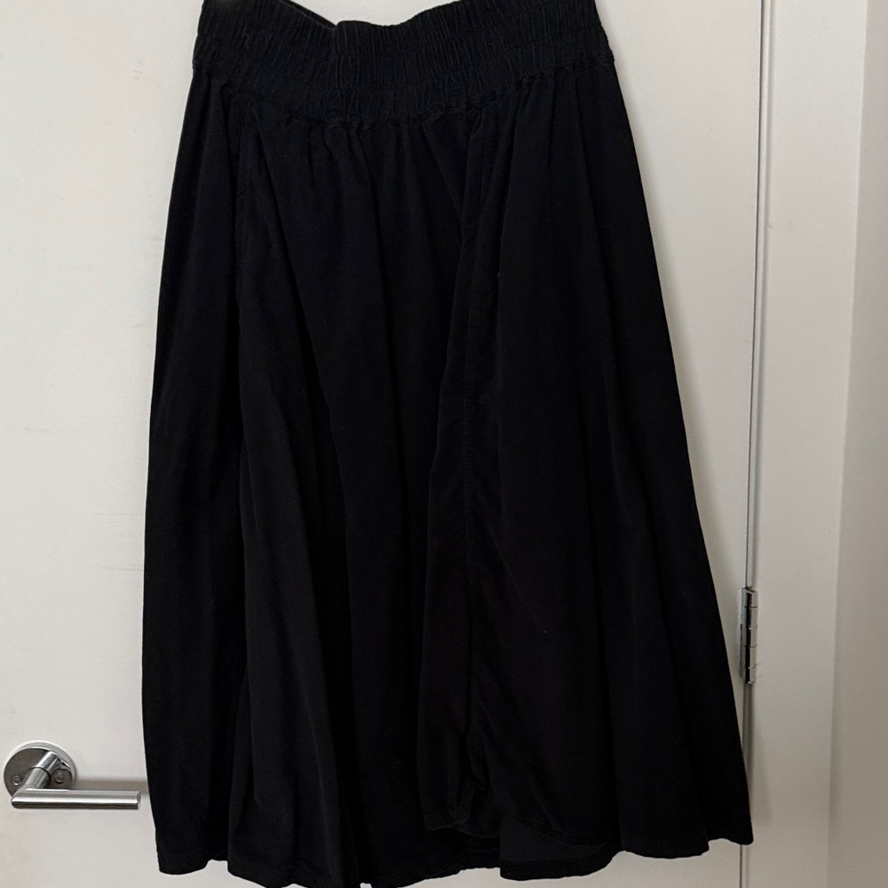We The Free Black A-Line Midi Skirt